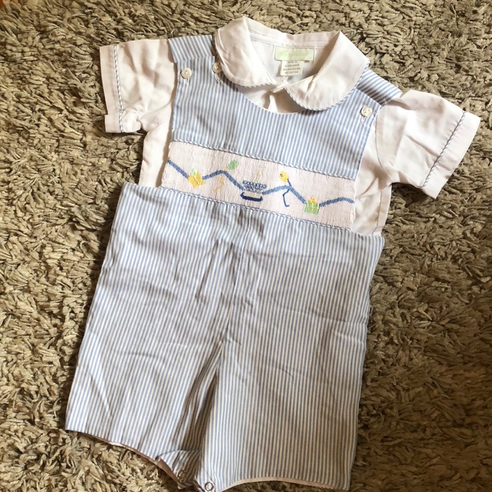 Smocked 1st Birthday Overall Shorts